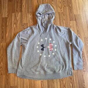 Under Armour Women's Gray Freedom Hoodie Size XL American Pullover High Neck